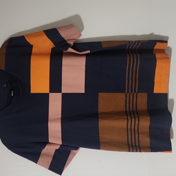 HUGO BOSS XL.Color Block Men's Shirt - Navy, Orange, and Brown - Picture 2 of 13